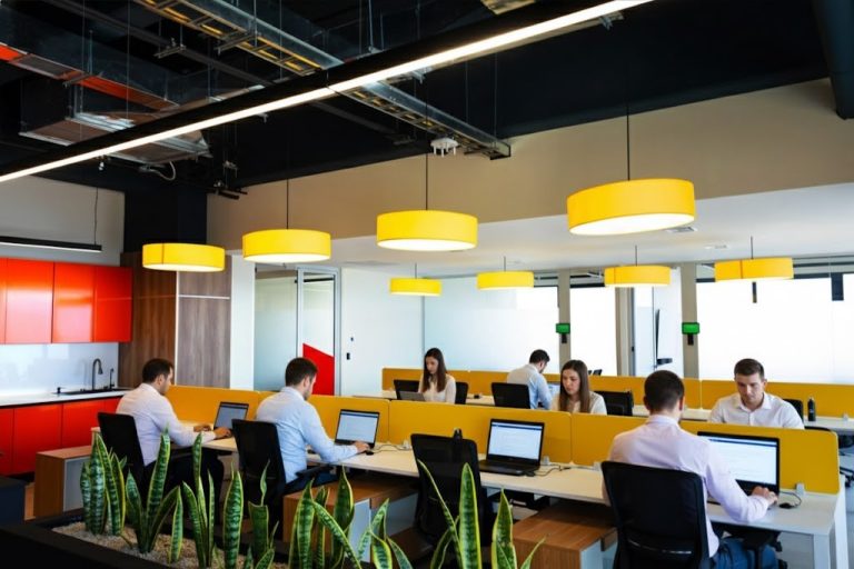 Ambientes modernos y bien iluminados.