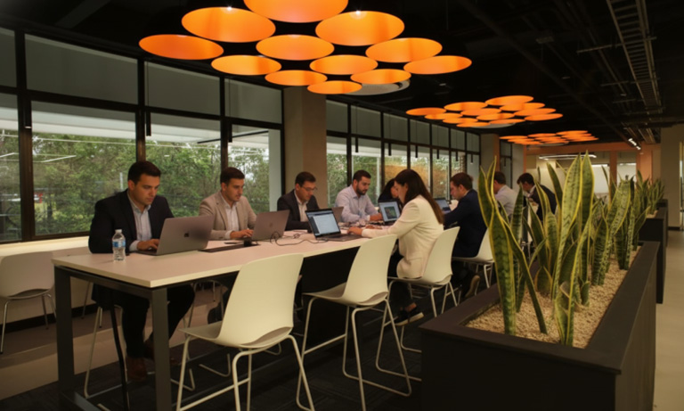 Espacios abiertos que facilitan el trabajo en equipo.